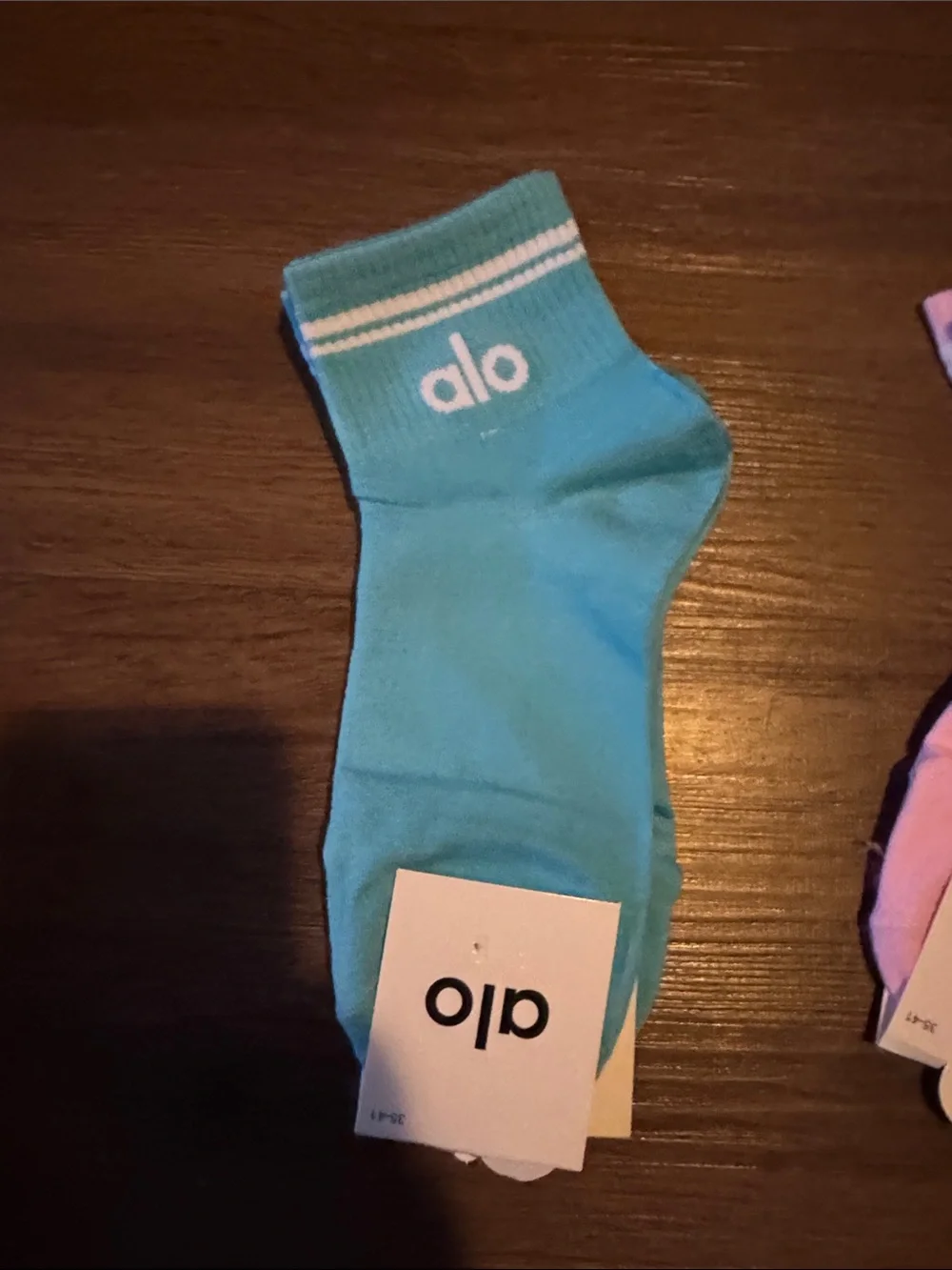 Athletic Alo NWT Trio Pack Crew Socks - Pink, Teal, Light Pink (3 pairs)